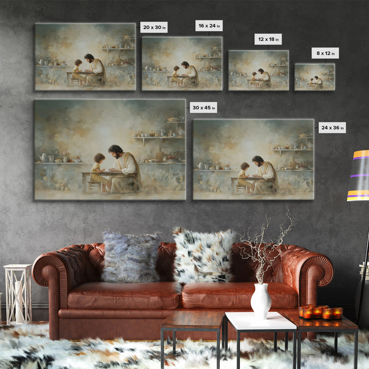 Bread Of Blessing, Framed Canvas Print, Christian Art Canvas, Jesus Painting, Christian Wall Art, Modern Christian Art, Christian Decor