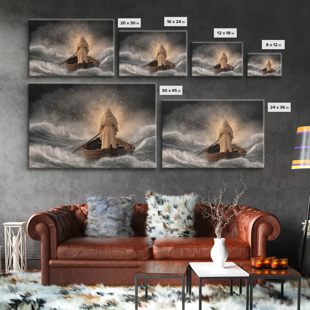 Harbor Of Promise – Framed Canvas Print – Christian Art Canvas – Jesus Painting – Christian Wall Art – Moody Christian Art – Christian Gift