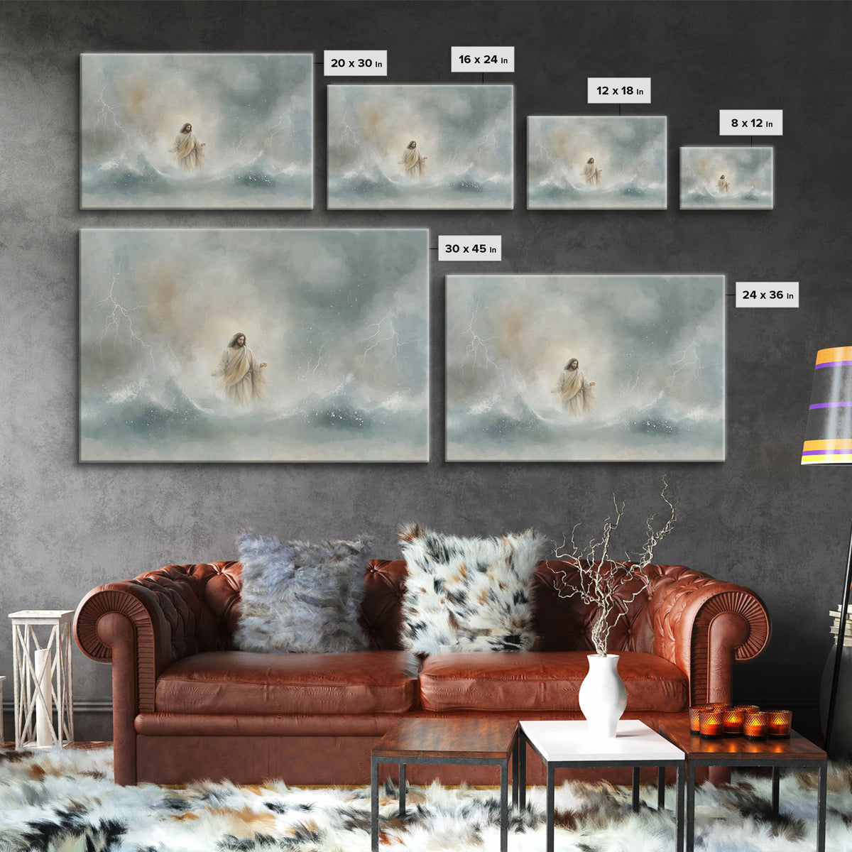 Stormborn Grace – Framed Canvas Print – Jesus Painting – Christian Art Work – Christian Wall Art – Moody Christian Art – Large Christian Pa