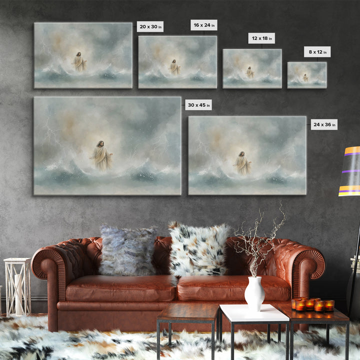 Stormborn Grace – Framed Canvas Print – Jesus Painting – Christian Art Work – Christian Wall Art – Moody Christian Art – Large Christian Pa
