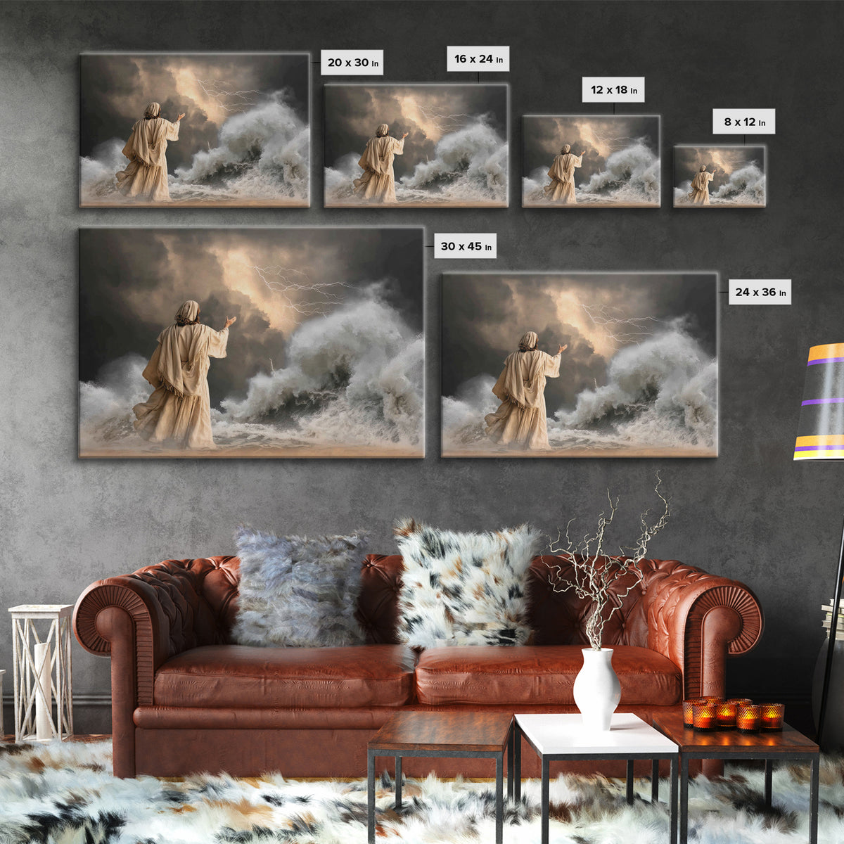 Thunderous Mercy | Framed Canvas Print | Christian Wall Art | Jesus Canvas Art | Christian Art Painting | Moody Christian Art | Christian D