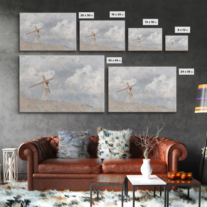 Calvary Sky – Framed Canvas Print – Christian Art Canvas – Christian Wall Art – Jesus Painting – Modern Christian Painting – Christian Gift
