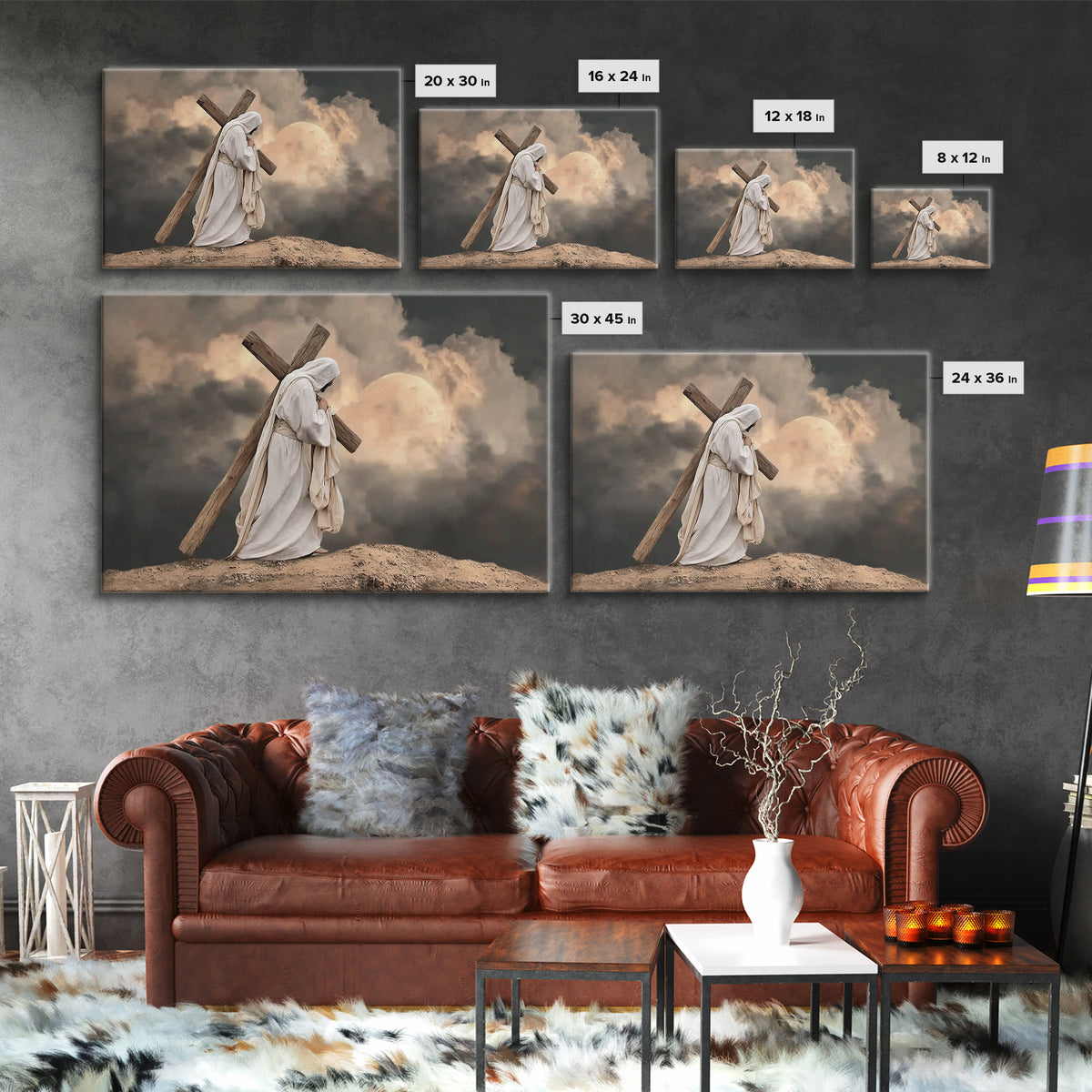 Burden Of Grace – Framed Canvas Print – Christian Art Canvas – Jesus Painting – Christian Wall Art – Modern Christian Art – Christian Decor