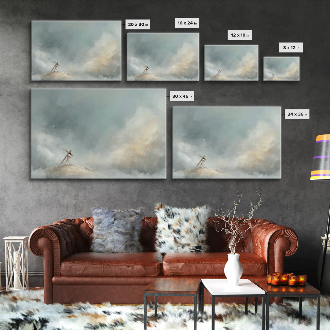Hilltop Journey – Framed Canvas Print – Jesus Painting – Christian Art Canvas – Christian Wall Art – Subtle Christian Art – Christian Gift