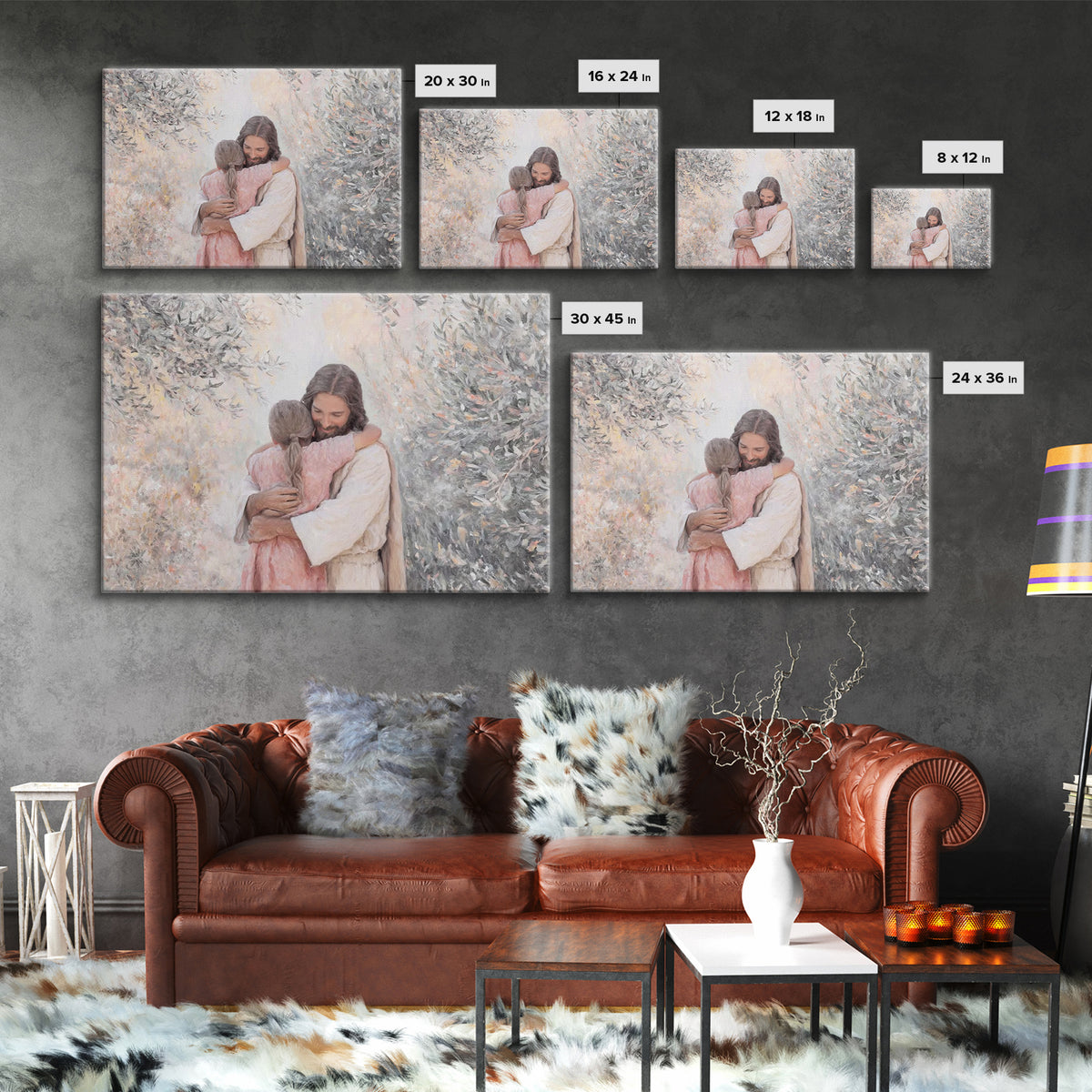 Compassion Embrace – Framed Canvas Print – Jesus Painting – Christian Wall Art – Christian Art Canvas – Christian Gift – Modern Christian A