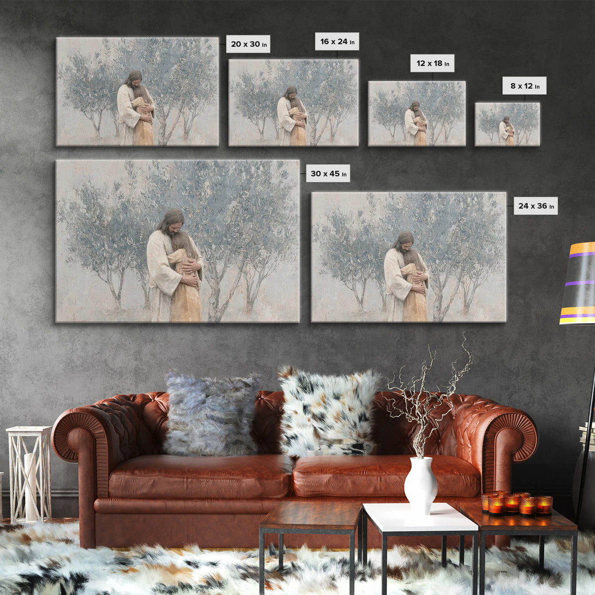 Olive Grove Peace – Framed Canvas Print – Christian Art Canvas – Jesus Painting – Christian Wall Art – Subtle Christian Paintings – Christi
