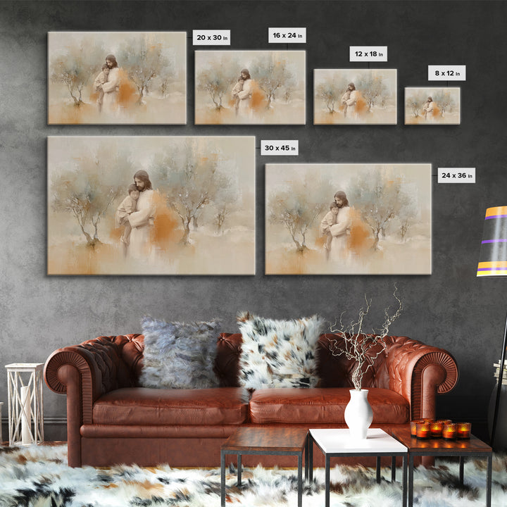 Sheltering Light – Framed Canvas Print – Christian Art Canvas – Jesus Painting – Christian Wall Art – Christian Gift Ideas – Large Christia
