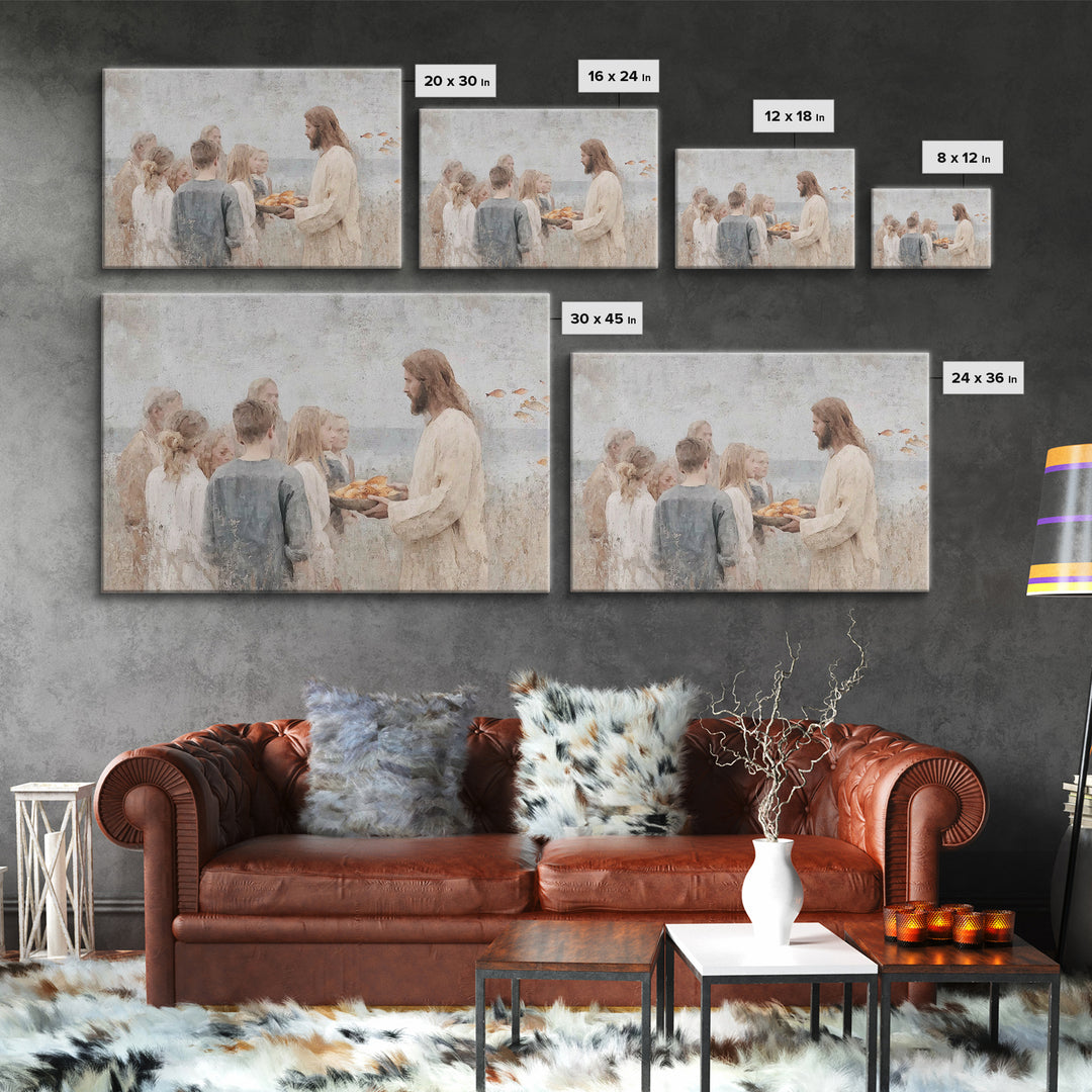 Gathered Blessing – Framed Canvas Print – Christian Art Canvas – Christian Wall Art – Jesus Painting – Christian Art Print – Christian Deco