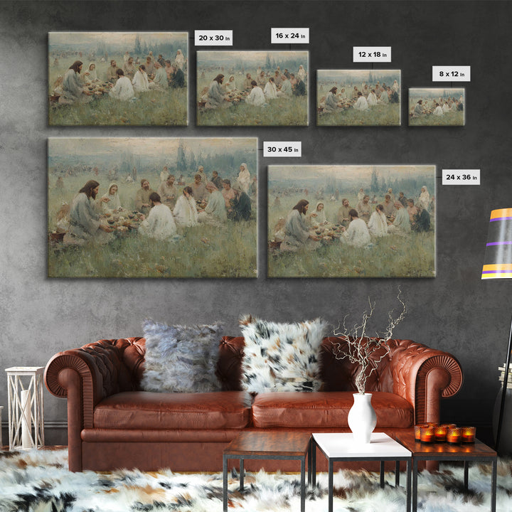 Fields Of Sharing – Framed Canvas Print – Christian Art Canvas – Large Christian Painting – Christian Wall Art – Subtle Christian Paintings