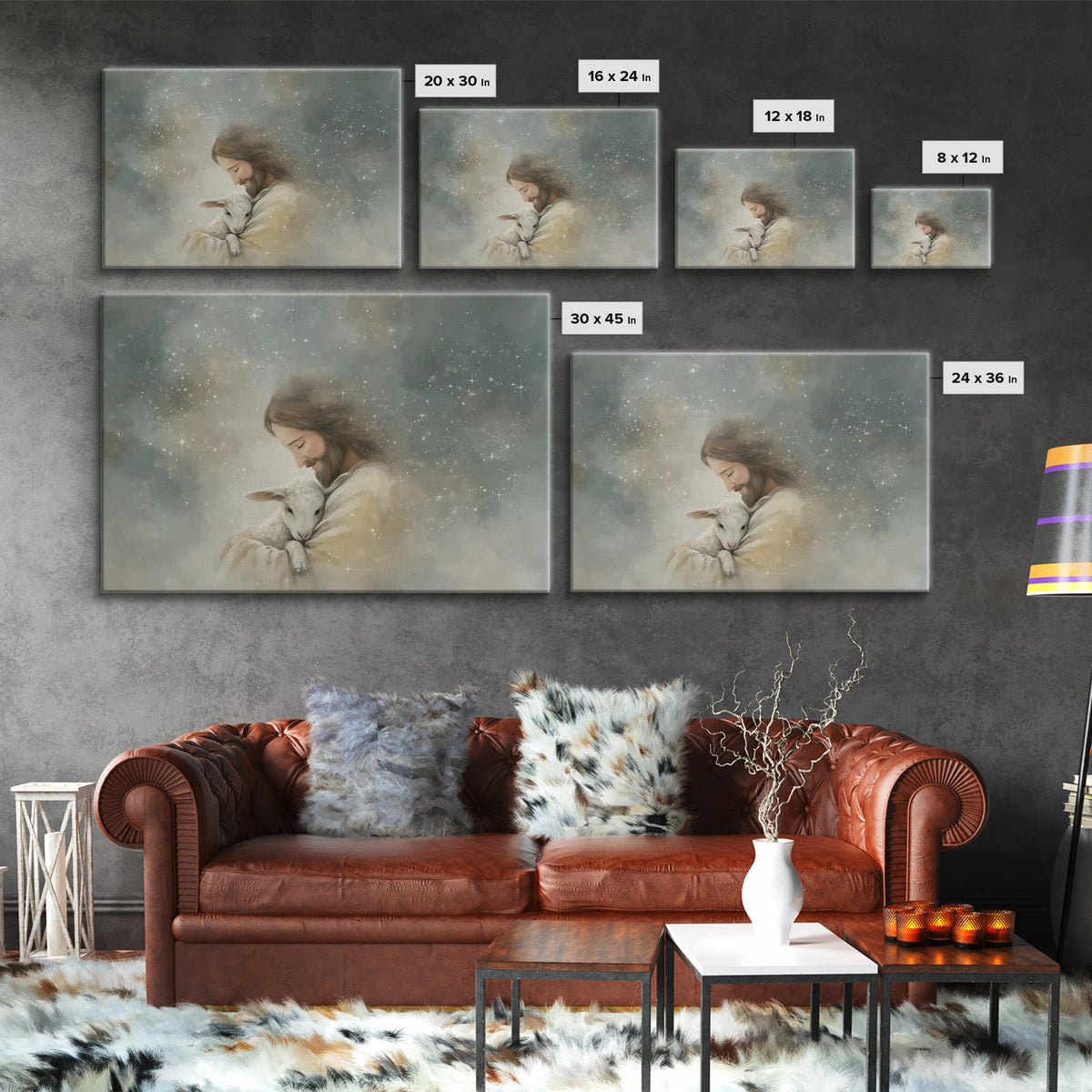 Tender Shepherd Glow, Framed Canvas Print, Christian Art Canvas, Jesus Painting, Christian Wall Art, Christian Gift, Subtle Christian Paint