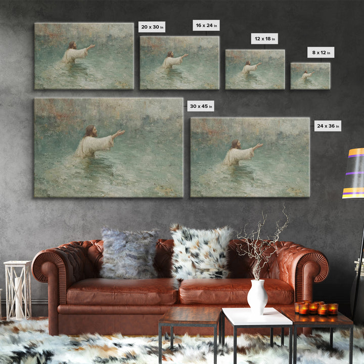 Waters Of Grace – Framed Canvas Print – Christian Art Work – Jesus Painting Canvas – Christian Wall Art – Modern Christian Art – Christian