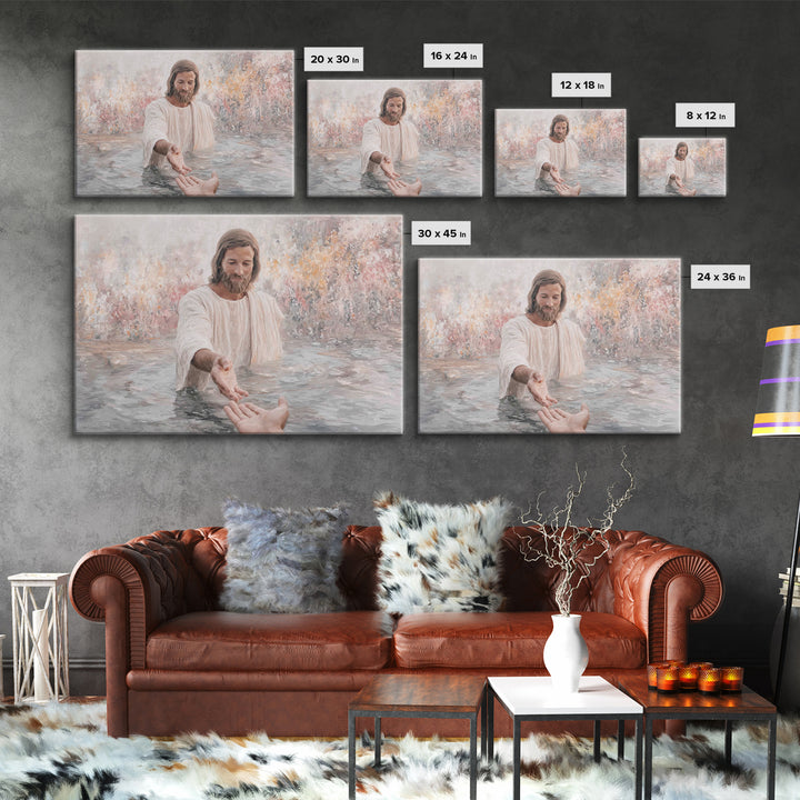 The Saving Hand – Framed Canvas Print – Christian Wall Art – Jesus Painting – Christian Art Canvas – Christian Decor – Christian Gift Ideas