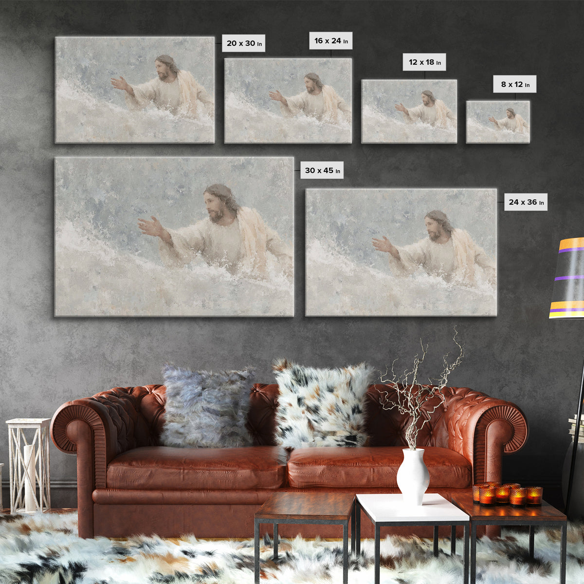 Waves Of Hope, Framed Canvas Print, Jesus Painting, Christian Wall Art, Christian Art Canvas, Large Christian Art, Christian Gift Ideas