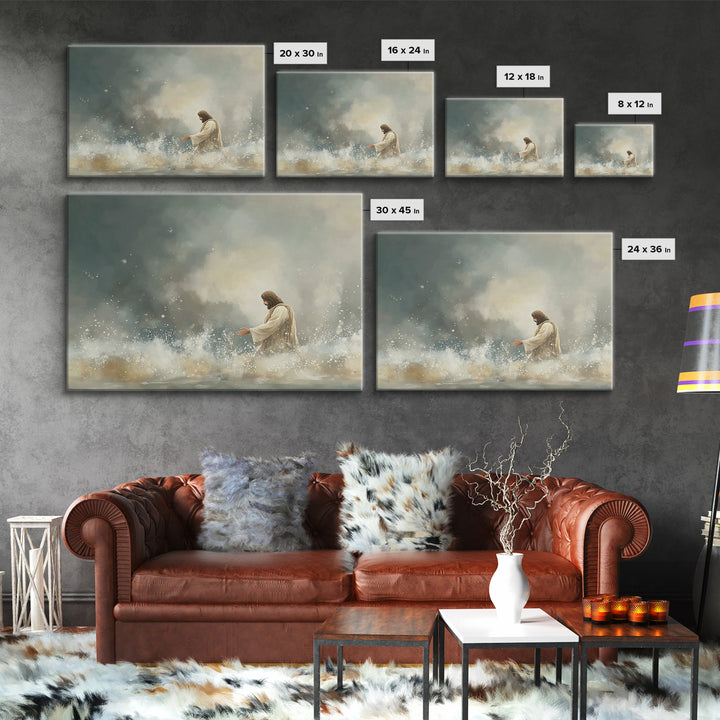 Calm In The Storm | Framed Canvas Print | Christian Art Canvas | Jesus Painting | Modern Christian Art | Christian Wall Art | Christian Dec