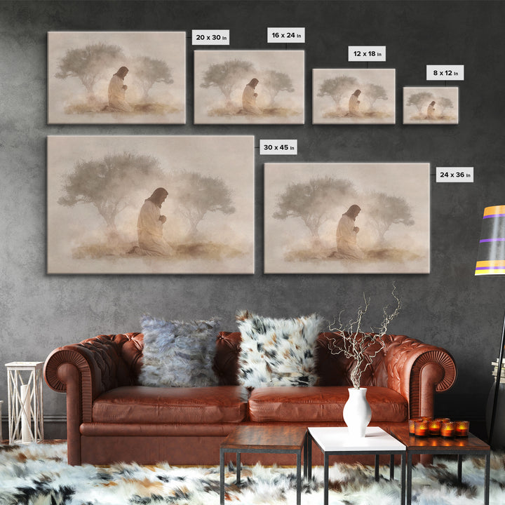 Quiet Supplication, Framed Canvas Print, Christian Art Canvas, Jesus Painting, Christian Wall Art, Subtle Christian Art, Christian Gift Ide