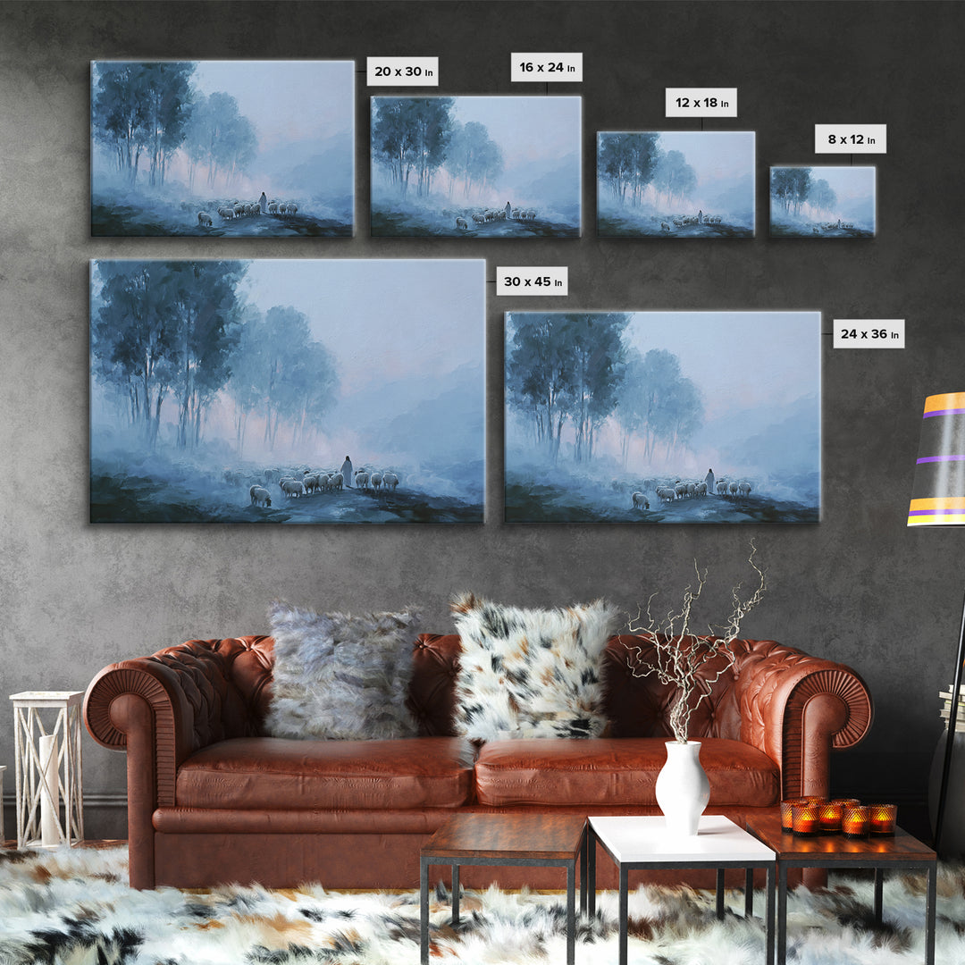 Misty Guidance – Framed Canvas Print – Christian Wall Art – Modern Christian Art – Jesus Painting – Christian Art Canvas