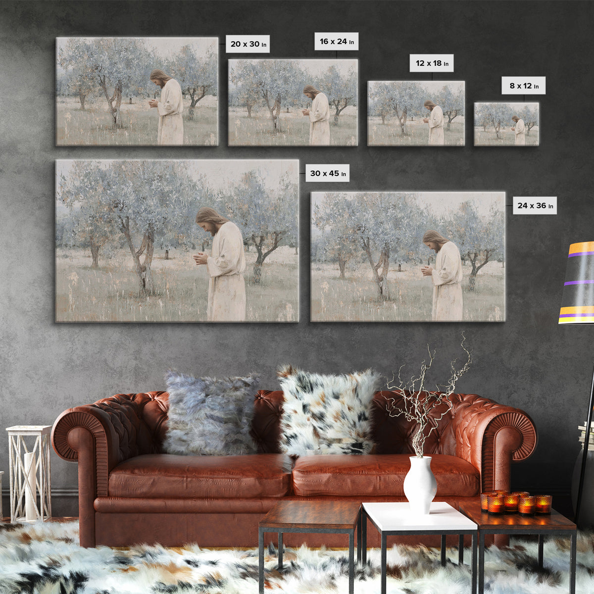 Olive Grove Reverence | Framed Canvas Print | Christian Art Canvas | Christian Wall Art | Jesus Painting | Subtle Christian Art | Christian