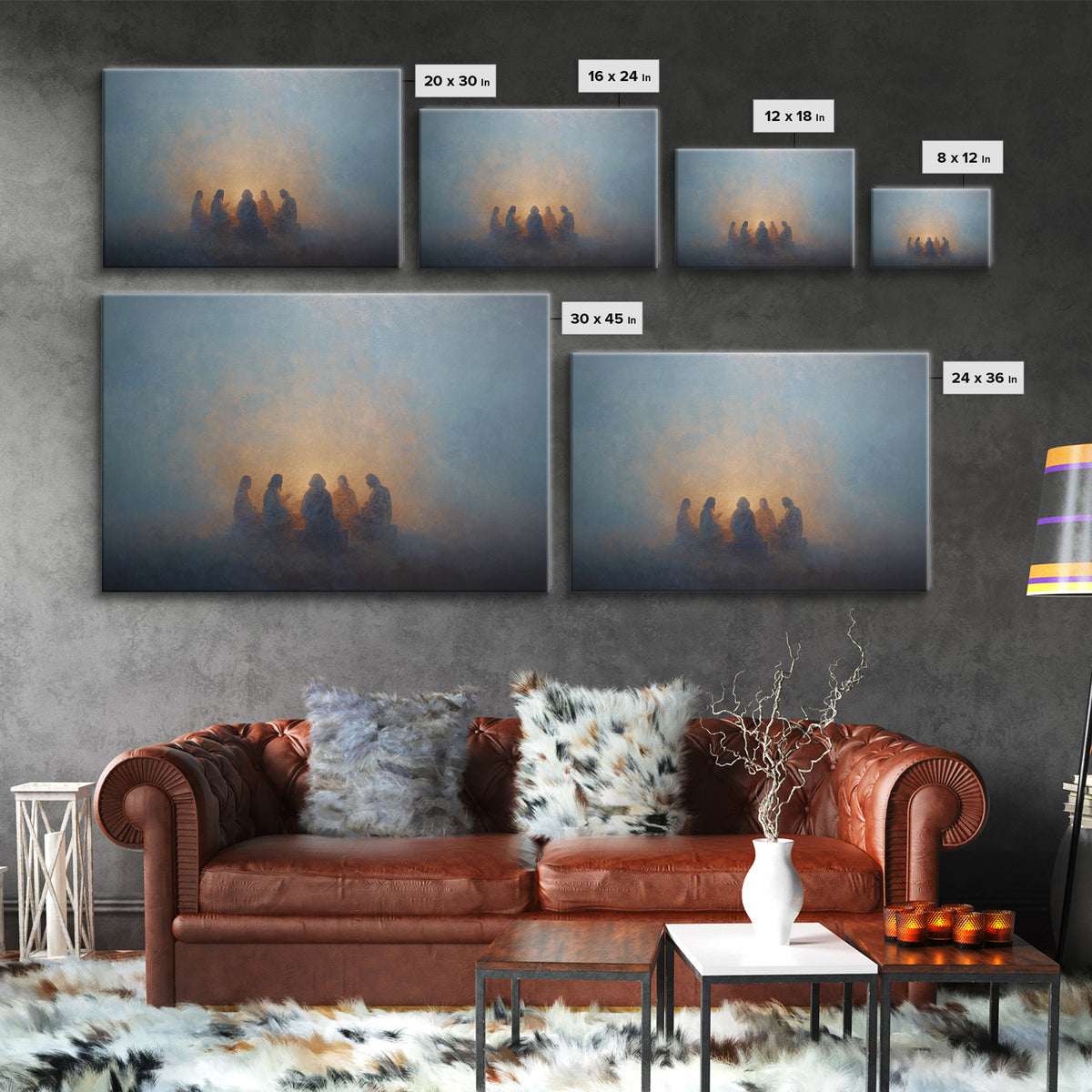 Sacred Assembly - Framed Canvas Print - Christian Art Canvas - Jesus Painting - Christian Wall Art - Moody Christian Art - Christmas Art Pr