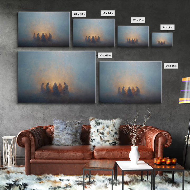 Sacred Assembly - Framed Canvas Print - Christian Art Canvas - Jesus Painting - Christian Wall Art - Moody Christian Art - Christmas Art Pr