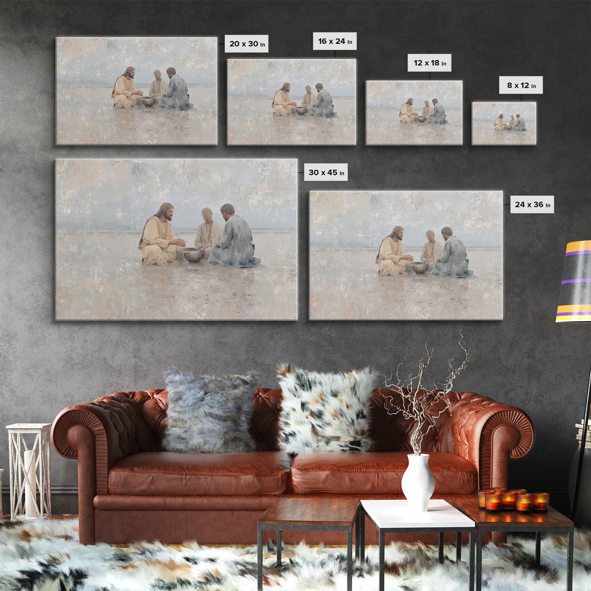 Table Of Peace – Framed Canvas Print – Christian Wall Art – Jesus Painting – Christian Art Print – Moody Christmas Art – Christian Christma