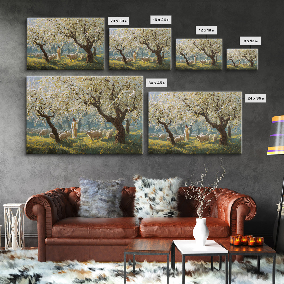 Shepherd’s Calm – Framed Canvas Print – Christian Christmas Art – Christian Wall Art – Jesus Painting – Christian Art Canvas – Christmas TV