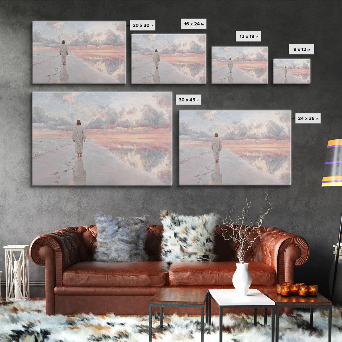 Shoreline Peace – Framed Canvas Print – Christian Art Canvas – Jesus Painting – Christian Wall Art – Modern Christian Art