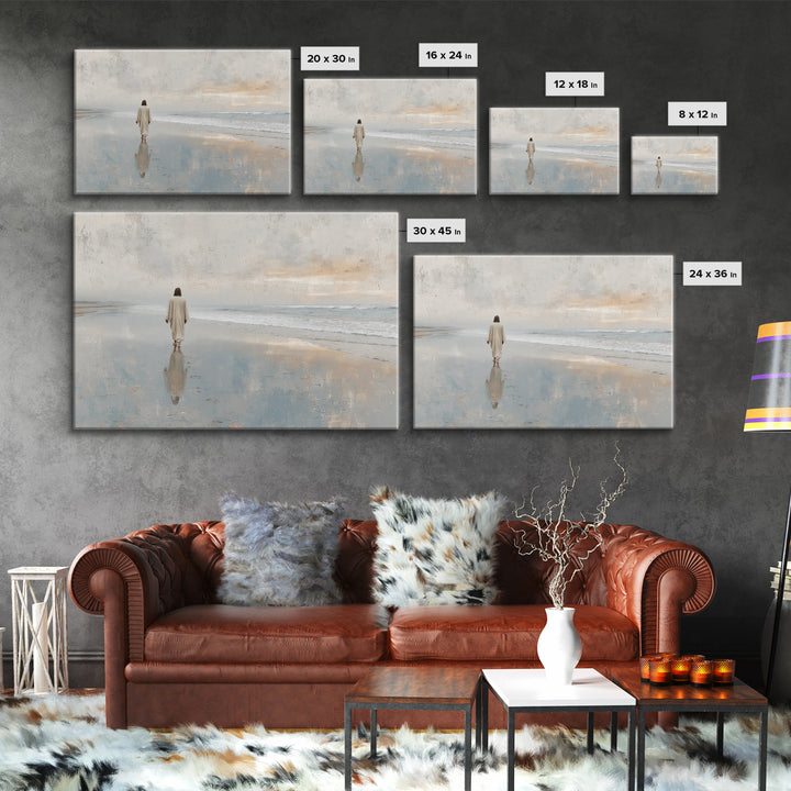 Quiet Shore Grace | Framed Canvas Print | Christian Wall Art | Jesus Painting | Christian Art Canvas | Modern Christian Art | Christian Gif