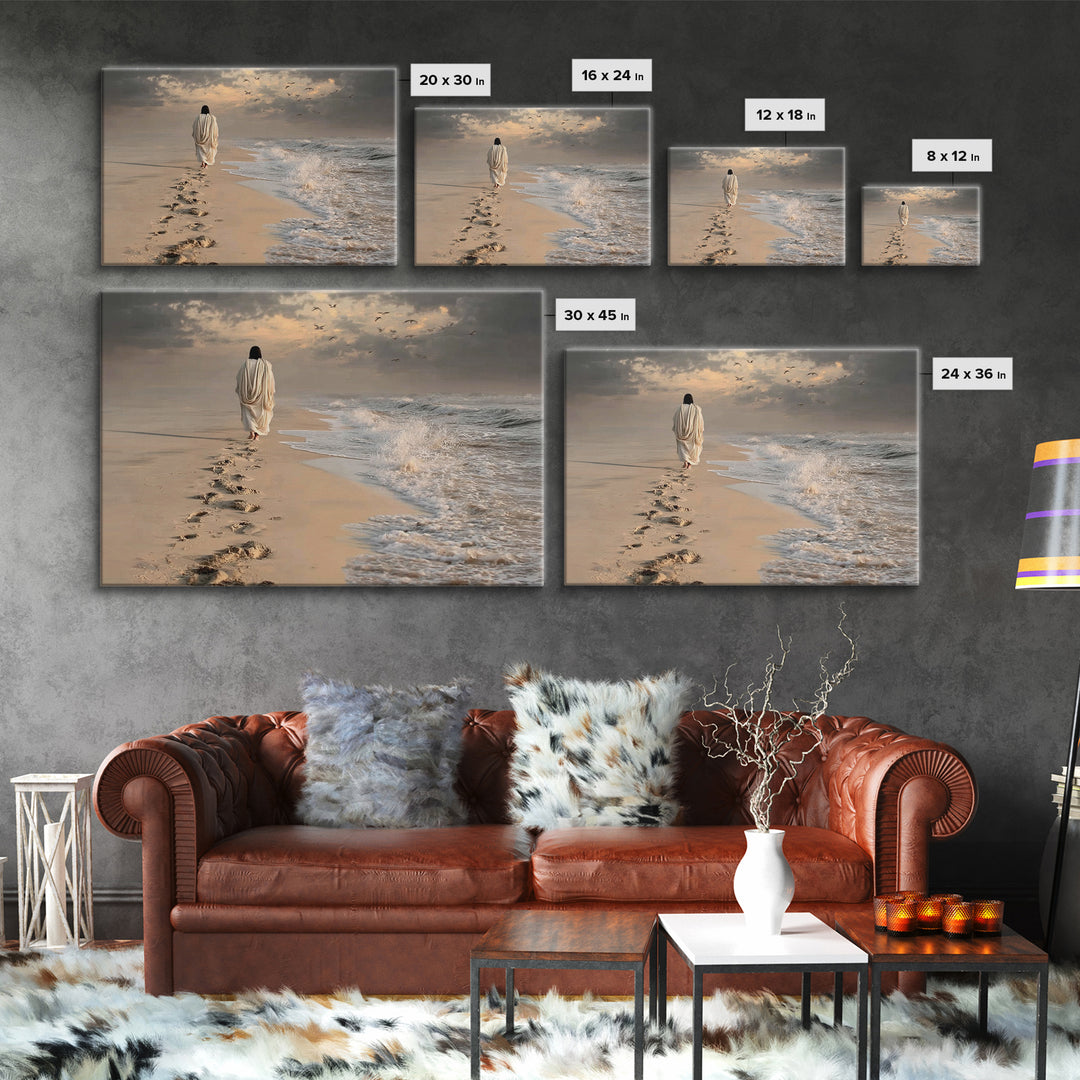 Waves Of Promise | Framed Canvas Print | Jesus Painting | Christian Wall Art | Christian Art Canvas | Large Christian Painting | Christian