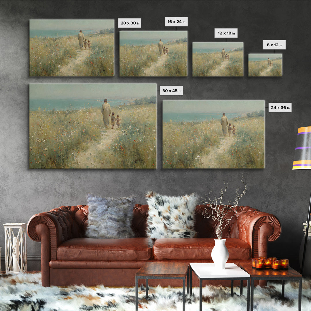 Field Of Promise | Framed Canvas Print | Christian Art Canvas | Jesus Painting | Christian Wall Art | Vintage Christian Art