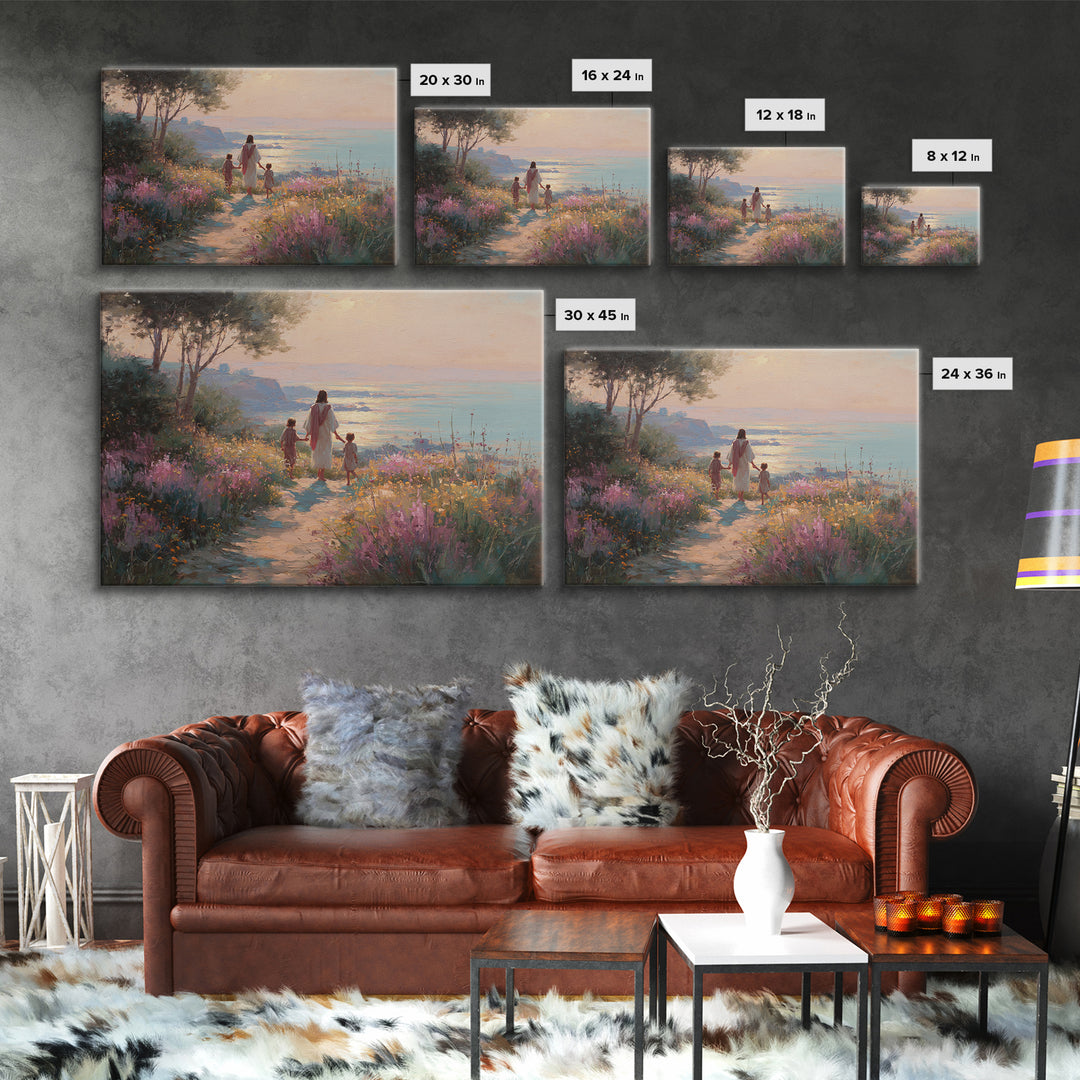 Wildflower Journey, Framed Canvas Print, Christian Art Canvas, Jesus Painting, Christian Wall Art, Modern Christian Art