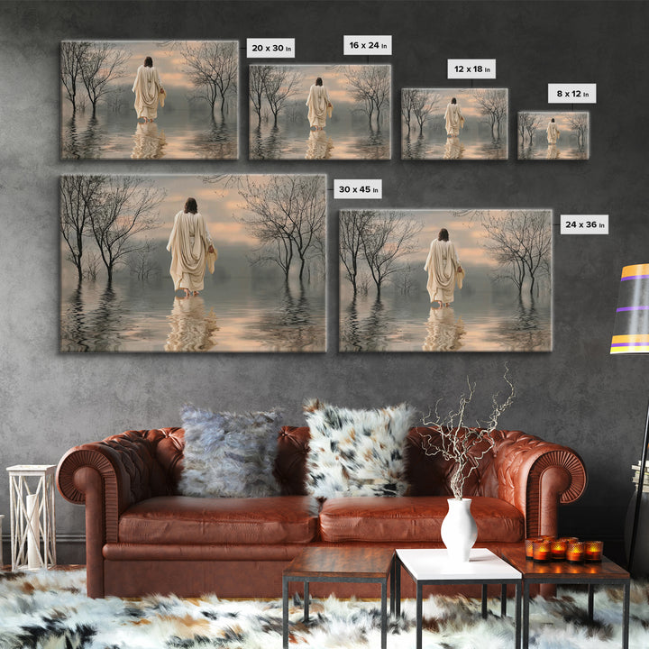 Evening Shepherd Light | Framed Canvas Print | Christian Wall Art | Jesus Painting | Christian Art Canvas | Moody Christian Art | Christian