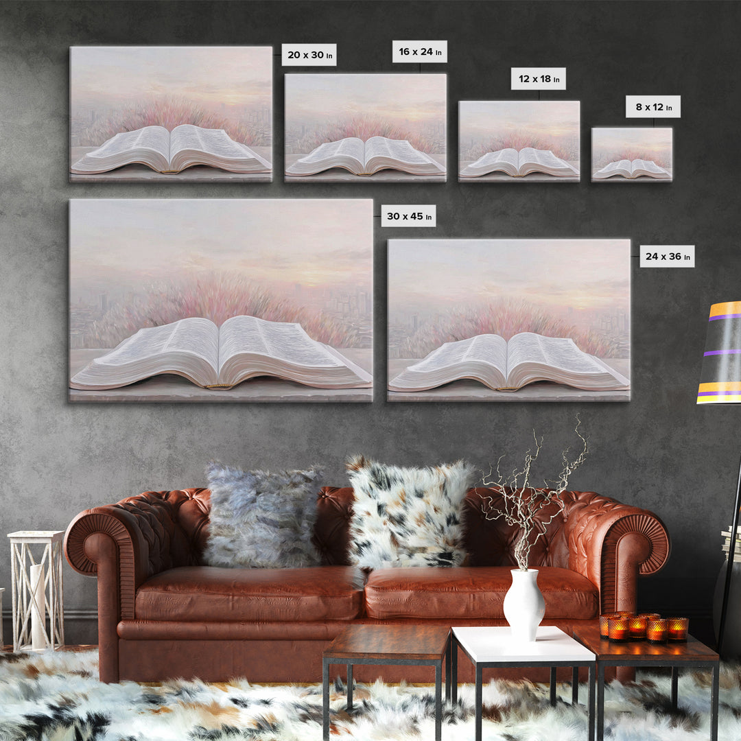 Sunrise Scripture – Framed Canvas Print – Christian Wall Art – Christian Art Canvas – Christian Painting – Christian Art Print – Subtle Chr