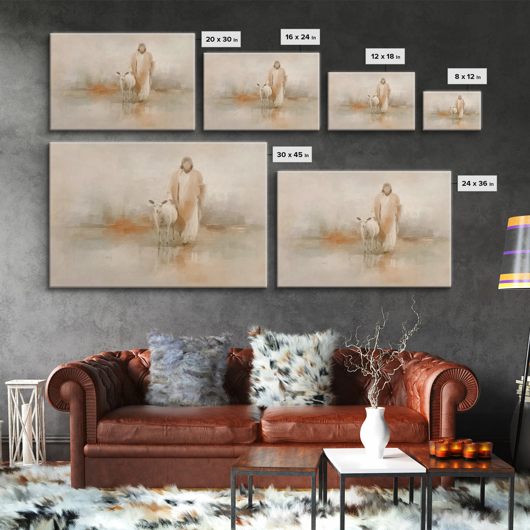 Still Waters, Framed Canvas Print, Christian Art Canvas, Jesus Painting, Subtle Christian Art, Christian Decorations, Christian Art Prints