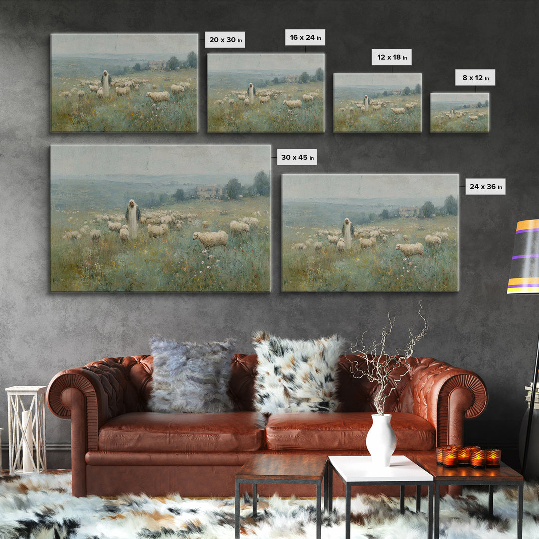 Pasture Blessing – Framed Canvas Print – Christian Art Print – Christian Wall Art – Jesus Painting – Subtle Christian Art – Christian Decor