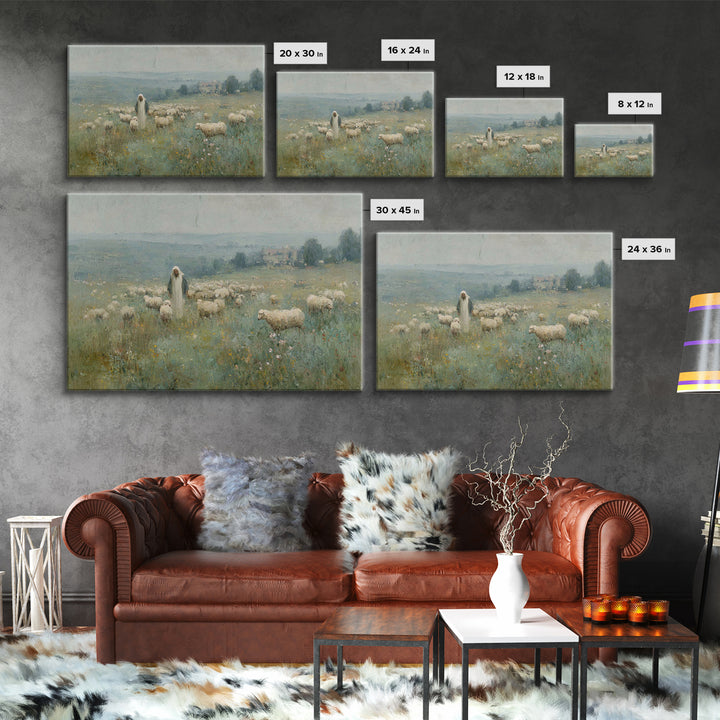 Pasture Blessing – Framed Canvas Print – Christian Art Print – Christian Wall Art – Jesus Painting – Subtle Christian Art – Christian Decor