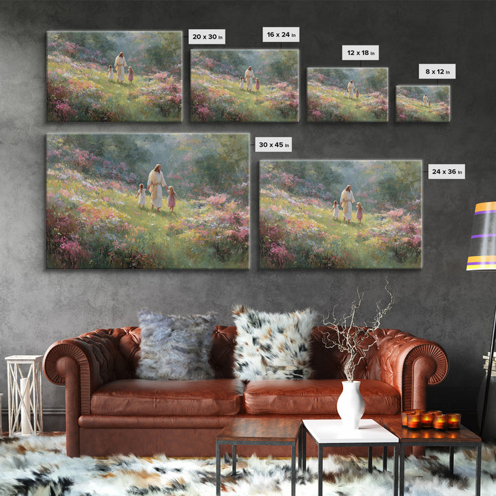 Blossoms Of Joy – Framed Canvas Print – Jesus Painting – Christian Art Canvas – Christian Wall Art – Large Christian Art – Christian Art Wo