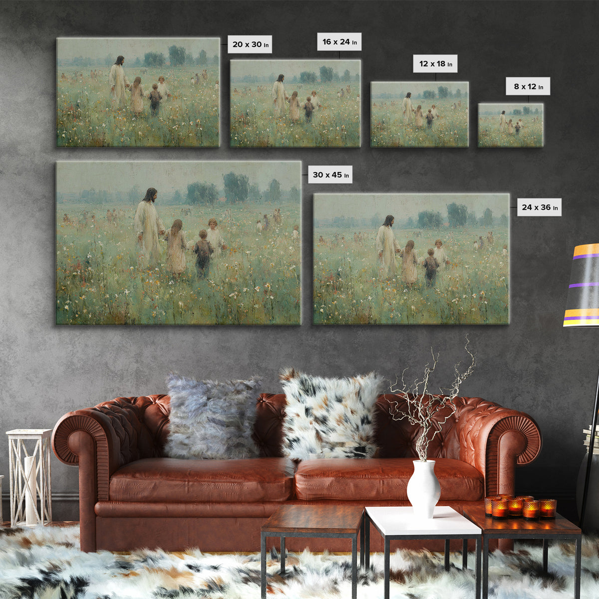 Field Of Blessings | Framed Canvas Print | Christian Art Canvas | Jesus Painting | Vintage Christian Art | Christian Wall Art | Christian A