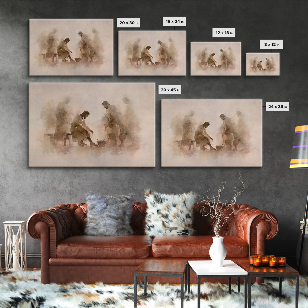 Humble Devotion | Framed Canvas Print | Christian Wall Art | Jesus Painting | Christian Art Canvas | Modern Christian Art | Christian Gift