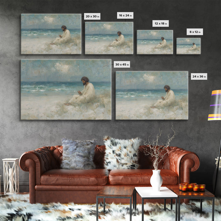 Desert Solitude, Framed Canvas Print, Christian Art Canvas, Jesus Art Print, Moody Christian Art, Christian Wall Art, Christian Decorations