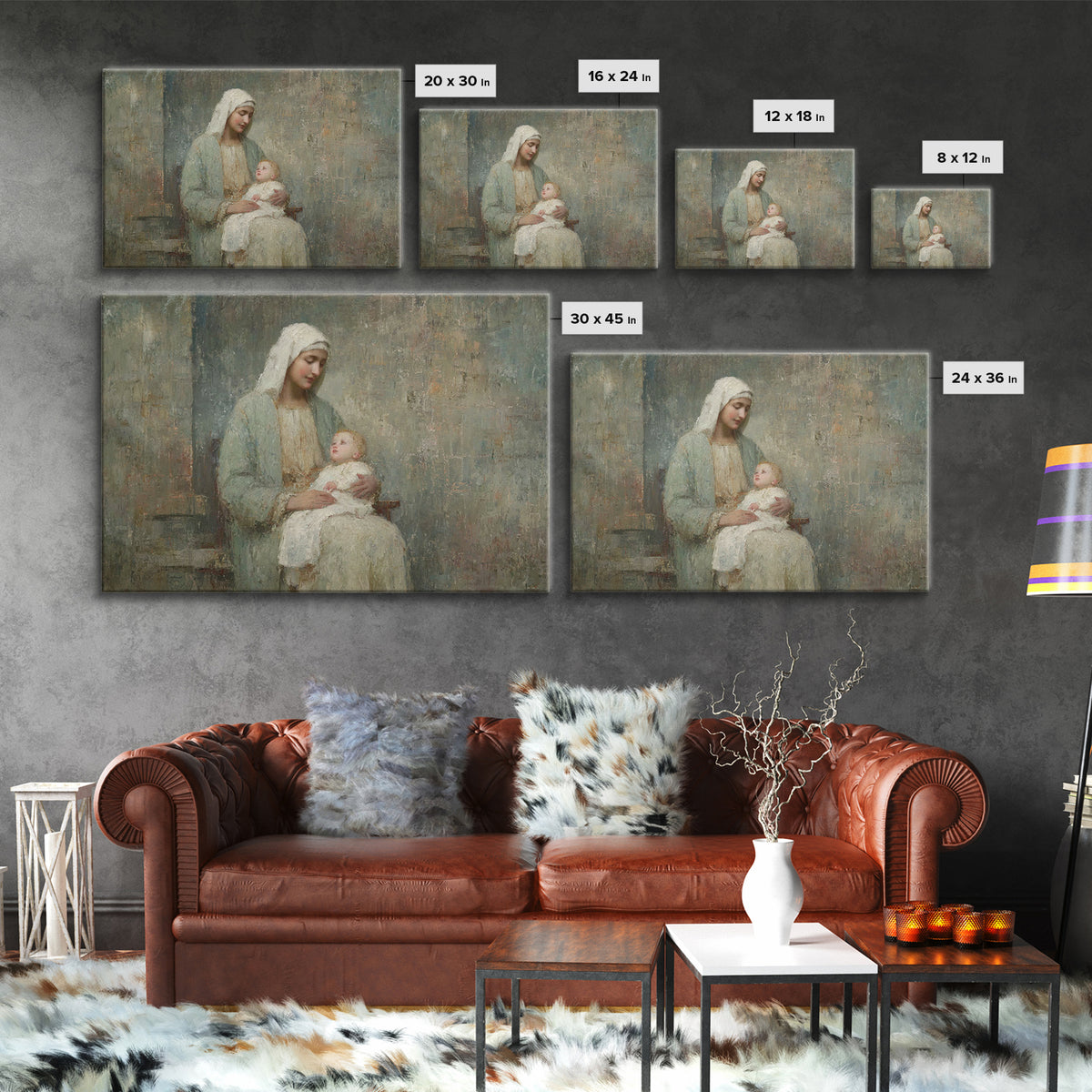 Eternal Motherhood, Framed Canvas Print, Christian Wall Art, Mary And Jesus Painting, Christian Art Canvas, Large Christian Art, Vintage Ch