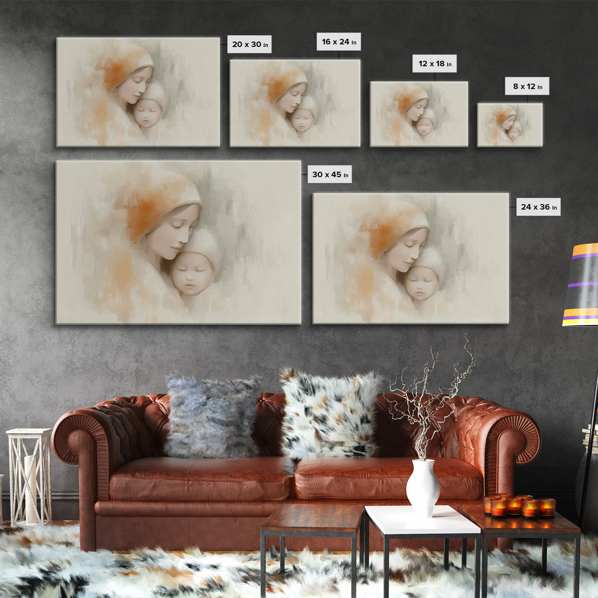 Serene Devotion | Framed Canvas Print | Christian Art | Mary And Jesus Painting | Christian Wall Art | Christian Art Canvas