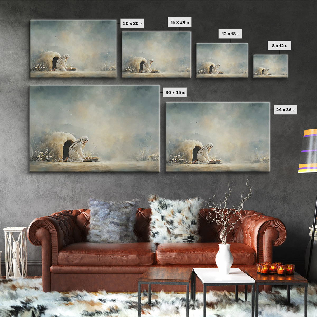 Gentle Shelter | Framed Canvas Print | Christian Art Canvas | Christian Wall Art | Christian Art | Mary And Jesus Painting