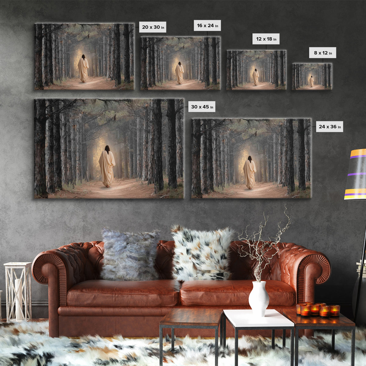 Woodland Savior Steps – Framed Canvas Print – Christian Art Canvas – Christian Wall Art – Jesus Painting – Christian Gift Ideas – Christian