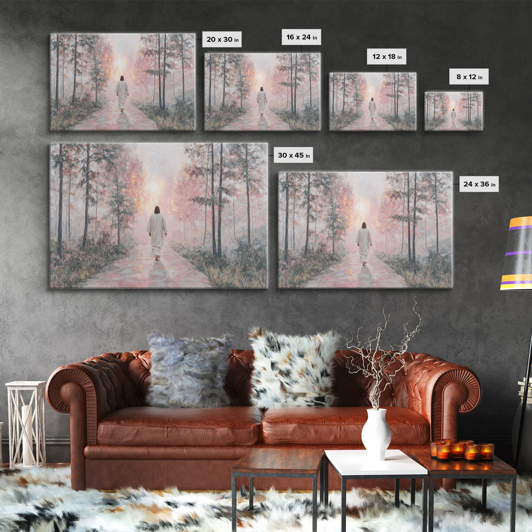 Radiant Morning Path – Framed Canvas Print – Jesus Painting – Christian Wall Art – Christian Art Canvas – Christian Decor – Christian Gift