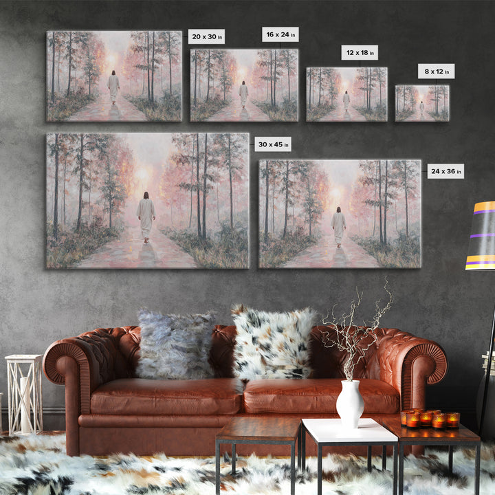 Radiant Morning Path – Framed Canvas Print – Jesus Painting – Christian Wall Art – Christian Art Canvas – Christian Decor – Christian Gift