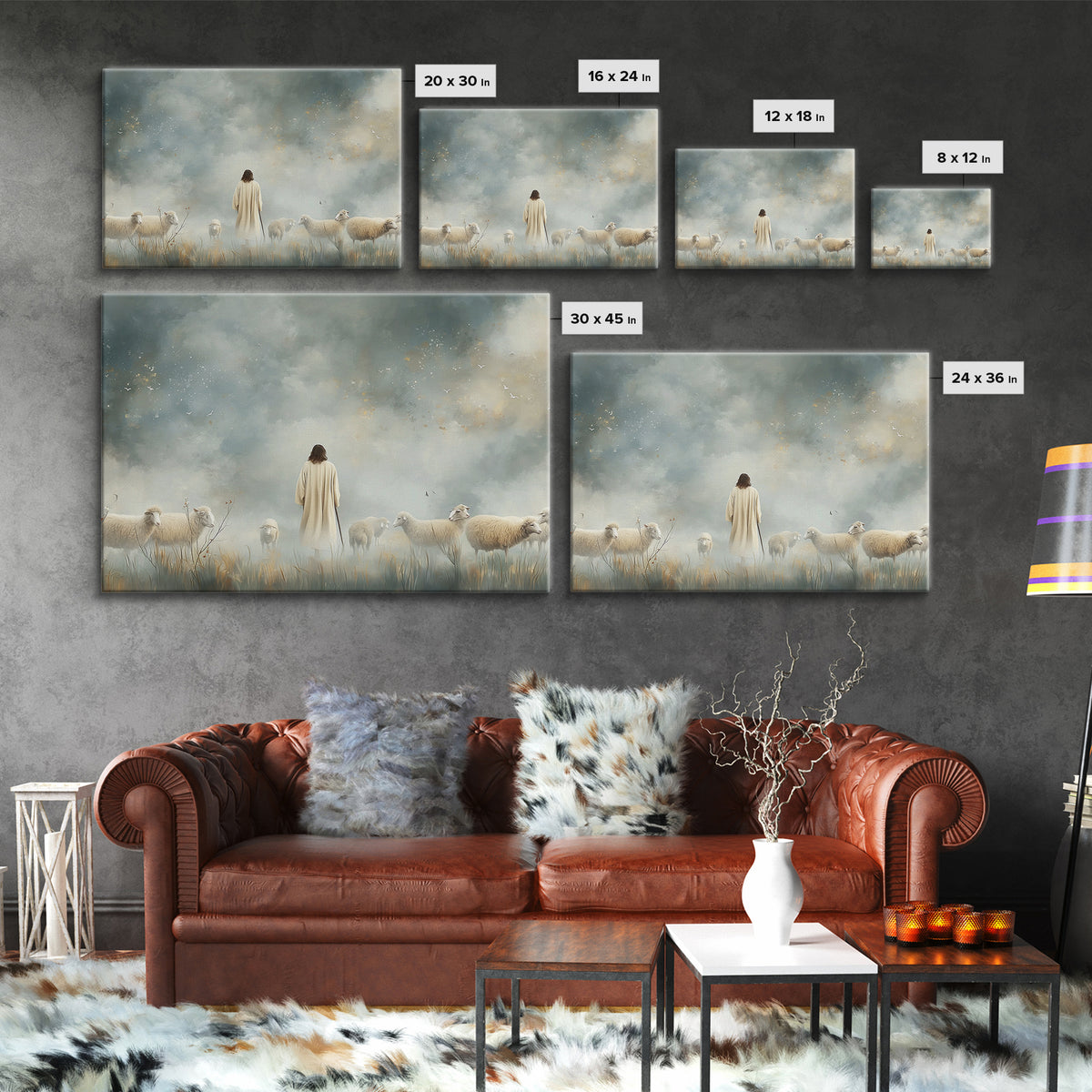 Heavenly Shepherd Light – Framed Canvas Print – Christian Wall Art – Jesus Painting – Christian Art Canvas – Modern Christian Art – Christi