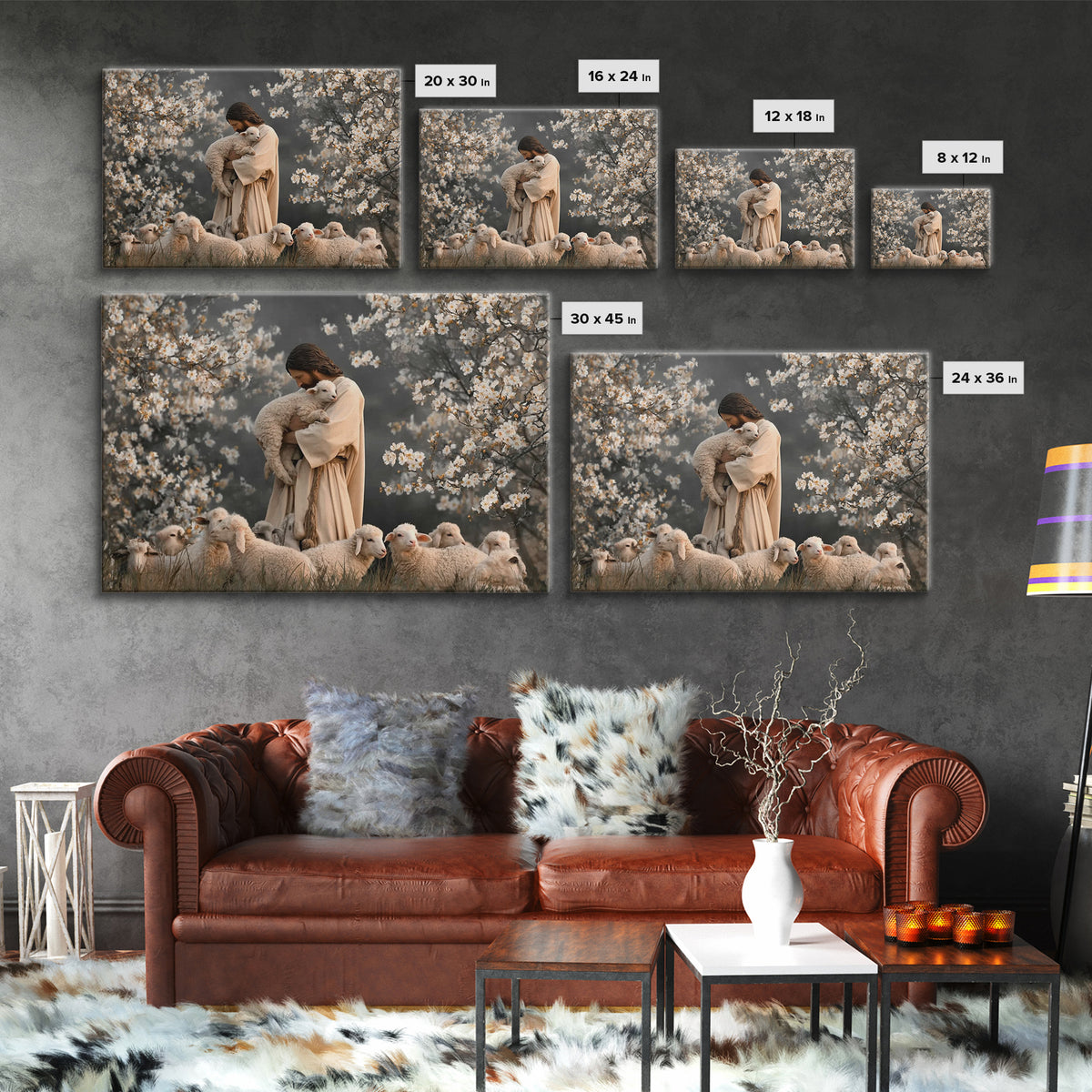 Lamb Of Comfort, Framed Canvas Print, Jesus Painting, Christian Art Canvas, Christian Wall Art, Christian Gift, Modern Christian Art