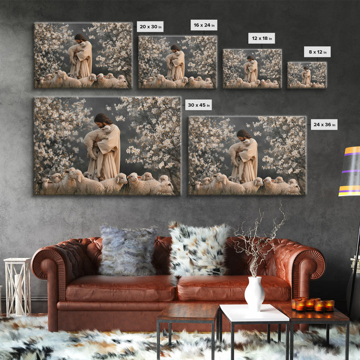 Lamb Of Comfort, Framed Canvas Print, Jesus Painting, Christian Art Canvas, Christian Wall Art, Christian Gift, Modern Christian Art