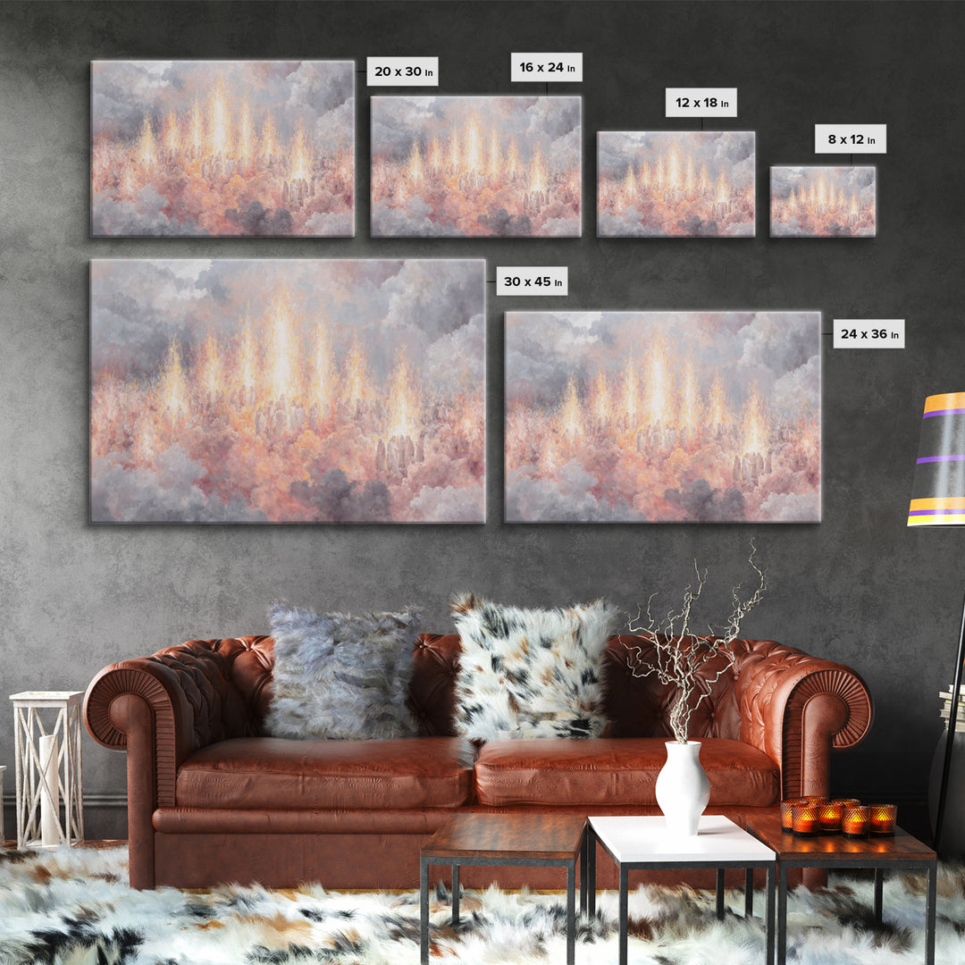 Heaven’s Living Flame – Framed Canvas Print – Christian Art Canvas – Christian Painting – Christian Wall Art – Christian Christmas Art – Ch