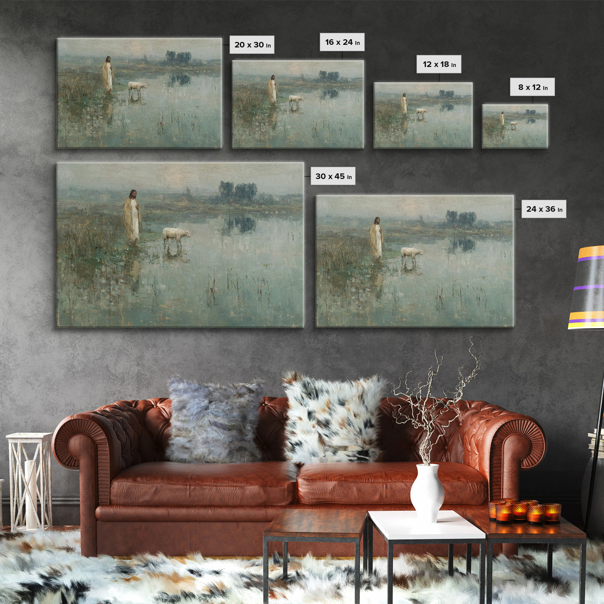 Still Waters Grace | Framed Canvas Print | Christian Art Canvas | Christian Wall Art | Jesus Painting | Vintage Christian Art | Christian D